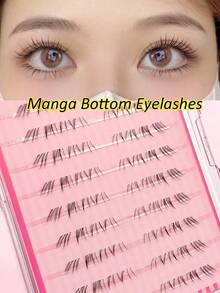 80pcs Self-Adhesive Lower Eyelashes, Natural Lightweight Cartoon Style Clustered Lower False Eyelashes, Pre-Glued, Segmented, Suitable For Daily Makeup And Beginners - C - 查看 6