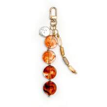 Cute Faux Pearl & Faux Gemstone Bag Charm, Creative Tortoiseshell & Pink Beads Keychain, Bohemian Style Shell Decor Accessory, Suitable For Backpacks & Handbags - Multicolor - View 11