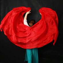 1pc Gradient Rainbow Multicolor Faux Silk Belly Dance Hand Veil, Soft Flowy Gradient Color Dance Scarf, Lightweight Dance Accessory For Women, Perfect For Belly Dance Practice, Stage Performance, Party Show, Carnival, Festival Costume Decoration - Multicolor - View 17