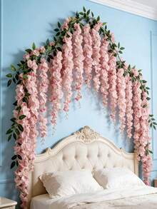1/2pcs Artificial Wisteria Vine, Durable Plastic Faux Wisteria Flower Garland Hanging Decor, Suitable For Year-Round Wedding Decoration, Indoor/Outdoor Commercial Decoration - Multicolor - View 5