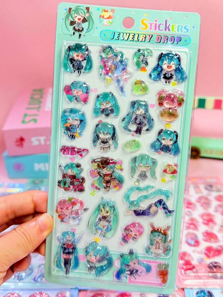 Shiny Rhinestone Stickers Self-Adhesive For Scrapbooking, Greeting Cards, Gift Decoration 1 Cute 3D Patterned Decorative Sticker Toy, Anime Cartoon Sticker, Cute Kitten Pattern, Reusable Waterproof Sticker, DIY Phone Girl Embossed Crystal Children's Sticker DIY Sticker, Year Gift, Valentine's Day Gift, Easter Gift - Multicolor - View 1