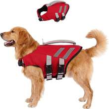 Dog Life Jacket, High Buoyancy Dog Swimming Life Vest, Suitable For Swimming, Boating; Tear-Resistant Reflective Pet Swim Vest, Fits Small, Medium, Large Dogs, Pool Floating Style, Adjustable Dog Swimming Safety Vest - Red - View 14