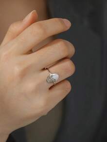 Simple Sea Wave Rings Engraved Oval Rings For Women Copper Minimalist Finger Ring Birthday Gift Jewelry - Silver - View 2