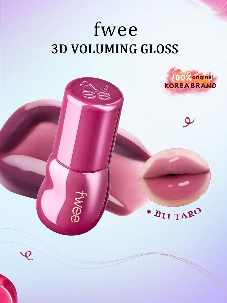 Fwee 3D Plumping Lip Gloss B11 Taro, Elastic Gel Texture, Non-Smudging, Gradient Effect, 6-Hour Hydrating Color Lock, Portable And Compact, Vlog Brightening, Create Korean-Style Dewy Lip Makeup, Desert Lip Makeup Savior, 5.3g/0.18oz