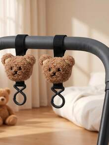 1/2pcs Baby Stroller Hooks/Cute Bear Children Stroller Umbrella Hanging Bag Storage Ring Hooks Baby Supplies Storage Accessories, Suitable For Bag Storage/Suitable For Daily Use And Outdoor Shopping/Newborn Essentials/Travel Necessities/Baby Stroller Essentials - Multicolor - View 4