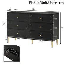 Chest Of Drawers In A Modern, Simple Style/Drawer Cabinet Made Of MDF And Chipboard/Large Chest Of Drawers With 6 Drawers, Versatile Uses/Suitable For Living Room And Bedroom - 黑色 - 查看 4