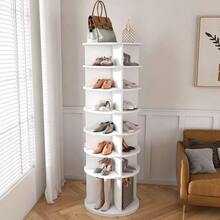 Rotating Shoe Tower With 7 Levels – 360° Rotating Shoe Rack, Freestanding, Space-Saving For Up To 28 Pairs Of Shoes, Height Base For Boots, White (60 * 60 * 184 Cm) - 白色 - 查看 2