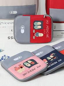 便攜式收納袋，可愛藥丸圖案與「My Medicine Bag」文字，輕量旅行急救包，戶外旅行藥袋；適用於戶外、露營、學校、旅行與日常使用；旅行必備，適合作為返校禮物、派對小禮、老師禮物 - 彩色 - 查看 8