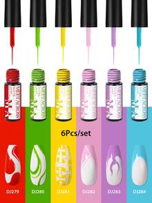 MEET ACROSS 6pcs 5ml Nail Liner Gel Nail Polish Set, Pink Red Blue Semi Permanent UV Gel Varnish For DIY Painting Drawing, French Tips, Liner Swirl Nail Design, Nail Art Liner Gel Brushed Glue For Summer Nails, Manicure For Home And Salon Nail Supplies - Multicolor - View 11