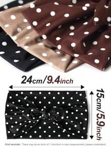 3 pièces Bandeau ultra large à pois et nœud, accessoire de cheveux élégant et décontracté pour femme - Multicolore - Voir 5