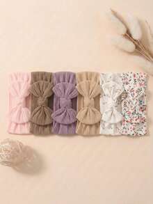 6PCS Summer Dopamine Style Newborn Candy Color Bow Baby Headband Set Suitable For Daily Use In All Seasons - Multicolor - View 4
