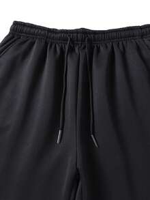 Men's Solid Color Casual Fashion Daily Versatile Fleece Pants - Black - View 8