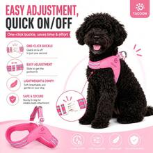 Conjunto de Chaleco Arnés Anti-Tirones para Mascotas, Chaleco Ajustable y Cómodo, Material Suave, Esponja Compuesta y Tela de Malla de Ojo de Pájaro, Adecuado para Gatos y Perros, con Tiras Reflectantes, Almohadillas Transpirables y Diseño a Prueba de Escapes - Multicolor - Ver 6