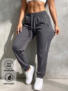 1pc Women's Sports Pants, Suitable For Outdoor Sports And Gym Running, High Elasticity Breathable Pants - Dark Grey - View 1