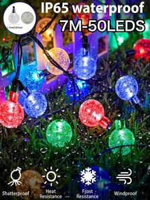 1PC Outdoor Solar Crystal Ball Light String, 20/50/100 LED, 8 Lighting Modes, Outdoor Waterproof Courtyard Light, 5m/7m/12m, Suitable For Garden, Party, Wedding, Camping, Lawn, Balcony, Eaves, Christmas, Halloween Holiday Decoration - Solar-powered Crystal Ball Light String - View 20