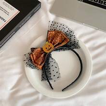 Diadema de Calabaza de Acción de Gracias - Accesorio para el Cabello con Tema de Otoño con Lazo de Encaje Amarillo; Adecuado para Fiesta de Navidad, Cumpleaños, Cosplay y Accesorios para Fotos; Accesorio para el Cabello para Mujeres y Niñas; Accesorio para el Cabello de Halloween. - Arco - Ver 3