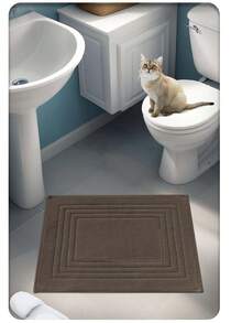 Cotton Woven Absorbent Bath Mat, VERA Bathroom Rug 60x100 Cm - Coffee Brown - View 6