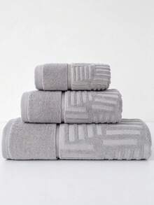 1-Piece Pure Cotton Grey Bath Towel Or Kitchen Small Towel, Jacquard Pattern, Absorbent And Quick-Drying, Suitable For Both Men And Women All Year Round, Suitable For Bathroom, Hotel, Swimming, Festival Gift, Travel Outdoors, School, Home - Grey - View 1