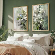 1 Stück/2 Stücke Leinwandgemälde Dekorative Kunstwerke, Grüne Tropische Wildblumen Wanddekoration, Abstrakte Blumenpflanzen Mode Gemälde für Wohnzimmer Schlafzimmer Badezimmer Küche Home Office Wohnheim Wanddekoration Bild Optionaler Rahmen - Mehrfarbig - Übersicht 1