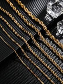 1pc Stainless Steel Twist Chain Necklace, Fashion Bone Chain Jewelry Gift For Men - Twist Chain - View 1