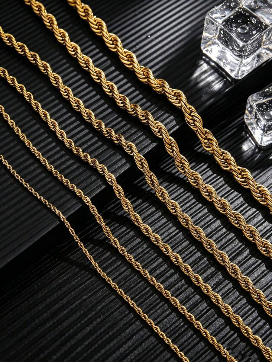 1pc Stainless Steel Twist Chain Necklace, Fashion Bone Chain Jewelry Gift For Men - Twist Chain - View 1