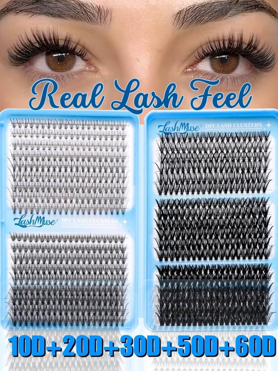Fengxiu Eyelash 720/1440pcsDramatic D-Curl 9-16MM Mix,10D-80D, DIY Extension Lashes Eyelashes Book, Big Volume Soft, Individual Cluster Lashes, As Needed Create A Fluffy Natural Wispy,Suitable For Daily, Wedding, Party, Carnival, Music Festival And Other Occasions
