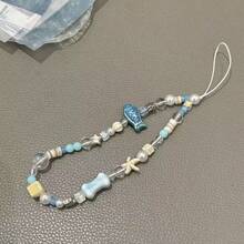 1 pieza Cordón para teléfono con cuentas hecho a mano estilo fresco INS con pez azul océano y estrella, colgante para cámara CCD - Multicolor - Ver 6