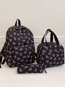 Versatile Fashion Women's Bowknot Print Double-Back Combination Bag Student Backpack - Multicolor - View 3