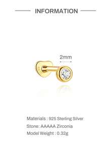 1件 2mm-5mm 925純銀直型 L 型鼻釘環 女款男款穿刺針身體飾品 低過敏性唇釘式耳飾 壓入式耳環 - 金色 - 查看 5