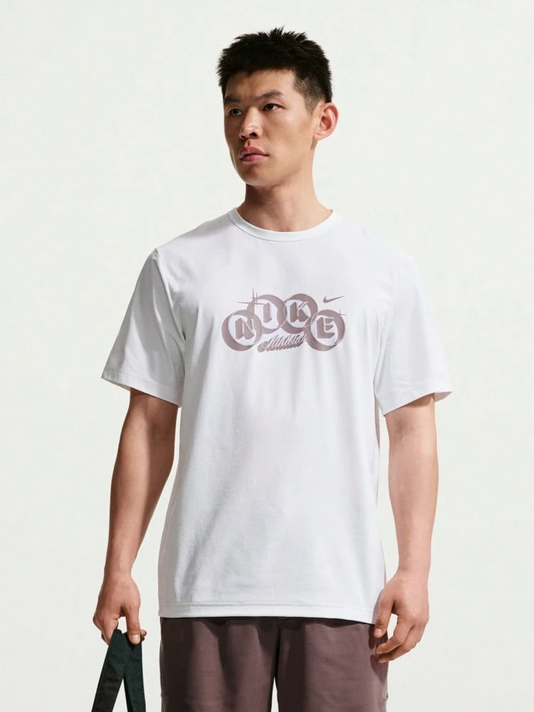 Nike Men's AS M NK DF HYVERSE GFX SS TOP Short Sleeve T-Shirt Knit Collarless Short TIF2788-100 - White - View 1
