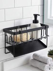 Kitchen Sink Caddy,Space Saving Countertop Sink Storage Organizer, Multi-Scene Usable For Kitchen Sink Counter,Separated Storage Zones To Classify Cleaning Gadgets,Towel Bar Design For Hanging Hand Towels,Easy-To-Remove Drip Tray For Quick Cleaning - Multicolor - View 3