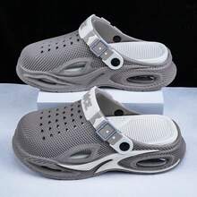 Men's Summer Outdoor Height-Increasing Perforated Sandals, Thick Sole Breathable Closed-Toe Slippers, Comfortable For Long Standing - Coffee White - View 5
