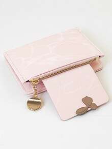 New Ladies Short Folding Wallet, Soft PU Zipper Multi-Function Large-Capacity Card Clip Coin Purse, Exquisite Fashion Simple Casual Walle - Baby Pink - View 7