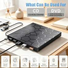 Drive Optik Eksternal USB 3.0 8-in-1, Pembakar CD/DVD Portabel Ultra Tipis dengan Port Ekspansi USB-A/Type-C dan Pembaca Kartu SD/TF, Mendukung Baca/Tulis dan Dapat Ditulis Ulang CD/DVD, Kompatibel dengan Windows 11/10/8/7, Linux, Untuk Laptop dan Desktop, Cocok untuk Pemutaran Film, Pencadangan Data, dan Instalasi Perangkat Lunak - View 2