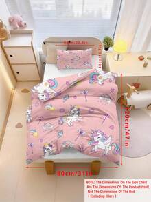 2pcs/Set Sprei Anak-Anak Motif Kartun Unicorn Bersayap Lucu, 100% Poliester, Dicetak 3D, Motif Kartun Anime, Unisex untuk Anak Laki-laki dan Perempuan, Cocok Sebagai Hadiah, untuk Kamar Tidur Anak dan Asrama Siswa - MultiWarna - View 11