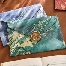 10 pièces, Ensemble d'enveloppes dorées vintage, papeterie de style artistique manuscrit pour petit ami et petite amie, comprend 10 enveloppes (motif aléatoire), parfait pour toute occasion - Ensembles - Voir 6