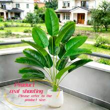 1pc Large Artificial Paradise Bird Tree Tropical Fake Banana Leaves Big Size Plastic Palm Plant Leaves Home Garden Decor (Planter Not Included) - Green - View 8