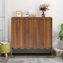 Aufbewahrungsschrank mit 2 Türen 75x60x80 cm als Sideboard Konsolentisch und Bücherschrank für Wohnzimmer Flur und Büro stilvoll geräumig, Walnuss - Nussbaum - Übersicht 12