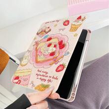1件可愛可頌粉色條紋印花平板保護殼，附筆槽，多角度磁吸支架蓋，支援自動休眠/喚醒功能，相容 iPad PRO/AIR、、小米 Pad 5/6/7、OPPO Pad、華為 MatePad、vivo Pad、榮耀 Pad、聯想小新 Pad - 彩色 - 查看 6