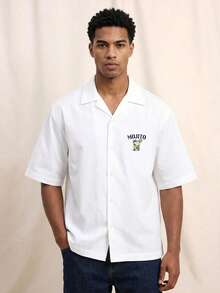 Men's Summer Fashion Cocktail Pattern Short Sleeve Shirt Casual Daily Wear - White - View 2