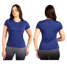 Women's Gym T-Shirt, Comfortable Workout Shirt, Basic Fit, Women's Running, Casual. Fabric: None. Sports And Fitness, Daily Wear, Home Fitness. - 藍色 - 查看 1