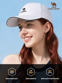 CAMEL CROWN Mũ lưỡi trai bóng chày unisex mùa hè mới, mũ chống nắng thể thao tennis chống tia UV, vành mũ tôn khuôn mặt - trắng - Xem 1