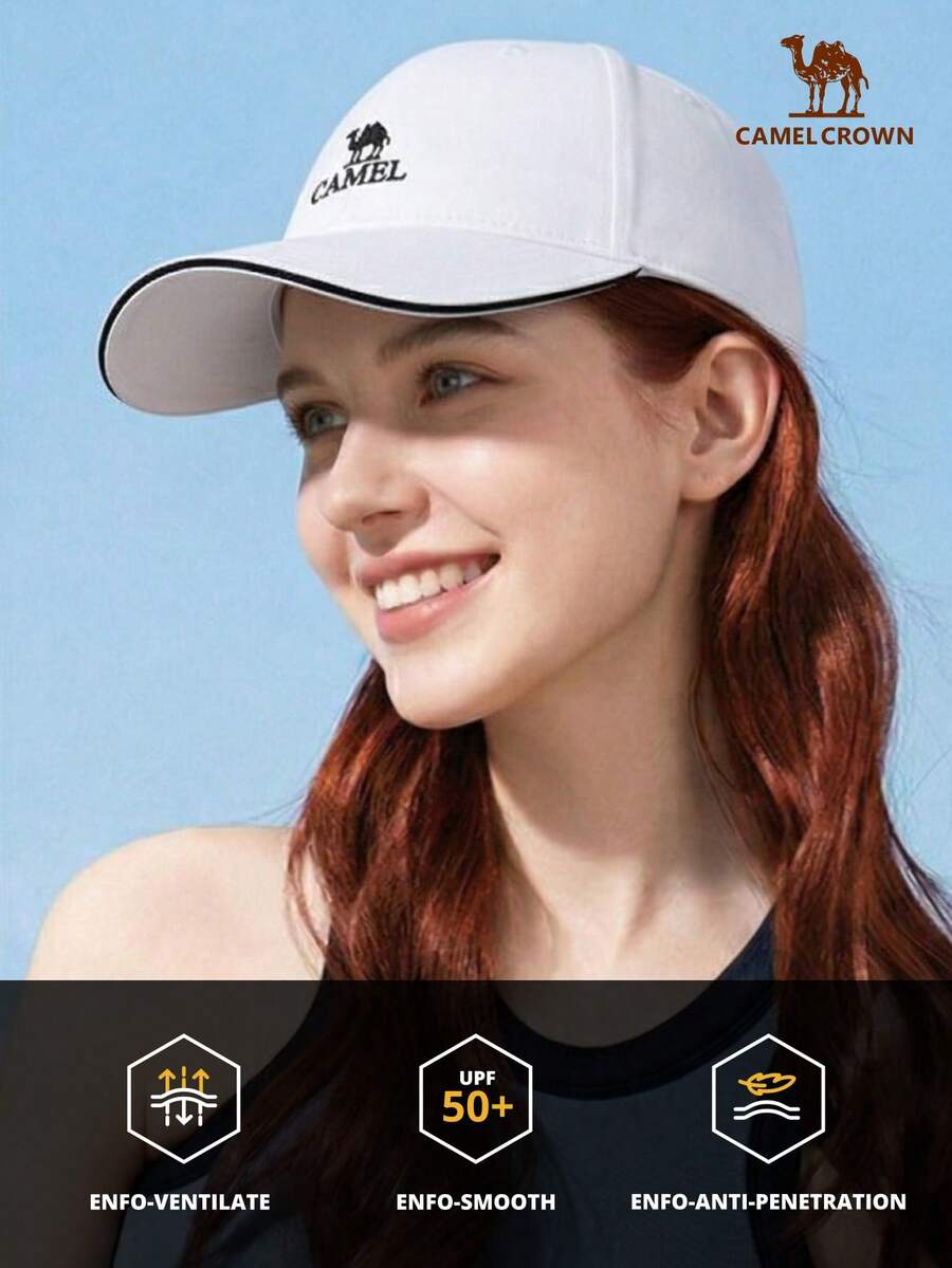 CAMEL CROWN Mũ lưỡi trai bóng chày unisex mùa hè mới, mũ chống nắng thể thao tennis chống tia UV, vành mũ tôn khuôn mặt - trắng - Xem 1
