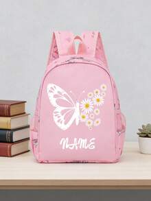 1pc Personalized Back To School Backpack, Casual Cute Butterfly Heart Print, Zipper Closure Nylon Material, Adjustable Shoulder Straps, Hand-Carryable, Suitable For School, Commuting, Shopping, Daily Use. Birthday Gift. - Multicolor - View 18