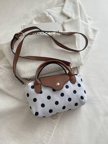 Mini New Color-Block Design Fashion Handbag, Nylon Waterproof Fabric Shoulder Bag, Square Bag And Basket Bag, Suitable For Commuting, Parties And Vacations - Beige - View 4