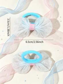 12 Stücke/2 Stücke süße Fischschwanz-Haargummi, bunte Glitzer-Tüll-Haargummis, Pferdeschwanz, Bubble-Zopf, Haaraccessoires Geschenke für Mädchen und Teenager, Schulkleidung - Verschiedenfarbig - Übersicht 9