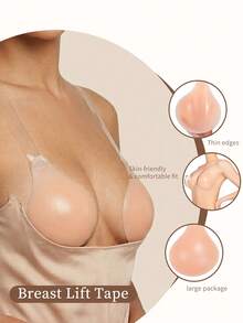 vfvQueen 1 Pair Women's Silicone Lift-Up Straps Bra, Adhesive Straps, Customizable Length, Invisible Bra, Strong Lift Effect, Noticeable Bust Lift, Reusable, Suitable For Multiple Occasions, Evening Gown, Holiday Outfit, Gift Giving - Apricot - View 4