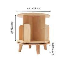 YIYIBYUS Rotating Pine Wood Bookshelf, Single-Tier, 360° Rotatable, Freestanding, Storage Shelf For Children And Adults, Multifunctional Bookshelf Organizer - Wood Color - View 9