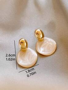 1 Pair French Luxury Gentle Exquisite Fashion Versatile Gradient Geometric Earrings Studs Jewelry Suitable For Women Daily Holiday Commute Wear - Multicolor - View 5