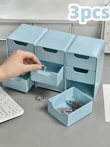 Mini 3-Tier Drawer Storage Box Multifunctional And Durable Cosmetic Storage Box For Use Office Study Bedroom School Desktop Stationery Storage Box Summer Bedroom Decor Back To School Essential Storage For Dormitory Student Miscellaneous - Multicolor - View 20